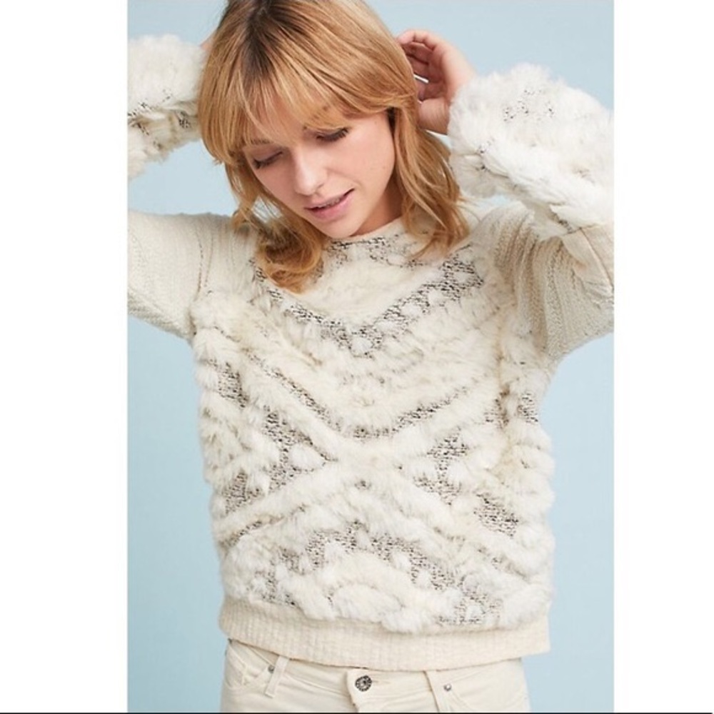 ❄️Cozy Anthropologie Calista Faux Fur Sweater by Amadi